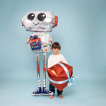 Шар 3D (62''/157 см) Ходячая Фигура, Робот с подарком, 1 шт. в уп., 25130-P