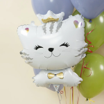 Шар (28''/71 см) Фигура, Котенок Принцесса, Белый, 1 шт., 23315