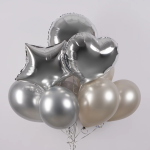 Шар (18''/46 см) Сердце, Серебро, Металлик, 1 шт., 123031