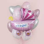 Шар (35''/89 см) Фигура, Коляска для девочки, Розовый, 1 шт., 901741