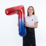 Шар (40''/102 см) Цифра, 7 Героическая тема, Красный/Синий, 1 шт. в уп., 26977