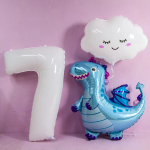 Шар (36''/91 см) Фигура, Дракон, Голубой, 1 шт., 901838A