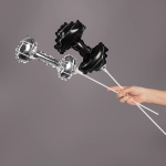 Шар с клапаном (13''/33 см) Мини-фигура, Гантель, Черный, 5 шт. в уп. (цв.этик.), 27417S5