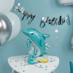 Шар 3D (21''/53 см) Фигура на подставке, Дельфин, 1 шт. в уп., 24004