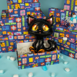 Шар (14''/36 см) Мини-фигура, Котенок, Черный, 1 шт., 902851