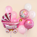 Шар (37''/94 см) Фигура, Коляска для девочки, Розовый, 1 шт. в уп., 19872P