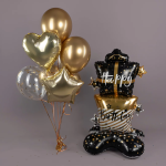 Шар 3D (59''/150 см) Фигура на подставке, Стильные подарки, Черный/Золото, 1 шт. в уп., 24862