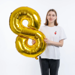 Шар (34''/86 см) Цифра, 8 ЭКО, Золото, 1 шт. в уп., 29688