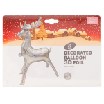 Шар (35''/89 см) Фигура 3D, Олень, Серебро, Голография, 1 шт. в уп., 24905