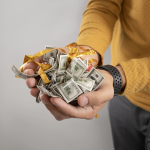 Пневмохлопушка (24/60 см), Заряд, Деньги, Доллары и Евро, серпантин фольга, 1 шт., 723009