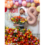 Шар (40''/102 см) Цифра, 8, Пыльная роза, Сатин, 1 шт. в уп., 24278