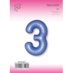 Шар (40''/102 см) Цифра, 3 Slim, Синий хром, Сатин, 1 шт. в уп., B901913SAR