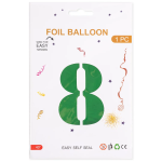Шар (40''/102 см) Цифра, 8, Зеленый, Металлик, 1 шт. в уп., 27378