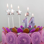 Свеча Цифра, 1 Чистая линия, на шпажке, Сиреневый, 4,7*6,7 + 7 см, 1 шт. с держат., 802791