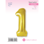Шар (40''/102 см) Цифра, 1 Slim, Золото, 1 шт. в уп., C901911O