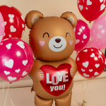 Шар (61''/155 см) Фигура 3D, Мишка с сердцем, 1 шт. в уп., 27411