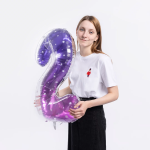 Шар (34''/86 см) Цифра, 2 Сияющий космос, Сиреневый, Градиент, 1 шт. в уп., 131022