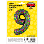 Шар (34''/86 см) Цифра, 9 Game Party, 1 шт. в уп., 501559