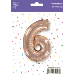 Шар (40''/102 см) Цифра, 6, Розовое Золото, 1 шт. в уп., B901766RG