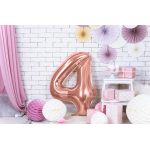 Шар (40''/102 см) Цифра, 4 Slim, Розовое Золото, 1 шт. в уп., 755488