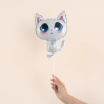 Шар с клапаном (15''/38 см) Мини-фигура, Котенок, Белый, 5 шт. в уп., 23177P5