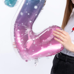 Шар (34''/86 см) Цифра, 2 Нежные искры, Розовый, Градиент, 1 шт. в уп., 131032