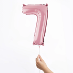 Шар с клапаном (16''/41 см) Мини-цифра, 7, Розовый, Матовый, 1 шт., 23417
