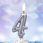 Свеча Цифра, 4, Серебро, 6 см, 1 шт., 3134