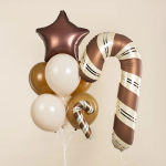 Шар (14''/36 см) Мини-фигура, Леденец трость, Шоколадный/Кремовый, Сатин, 1 шт., G72236