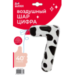 Шар (40''/102 см) Цифра, 7 Пятнышки, Черный/Белый, 1 шт. в уп., 23777