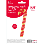 Шар (59''/150 см) Фигура, Леденец трость (надув воздухом), Красный/Золото, 1 шт. в уп., 25032P