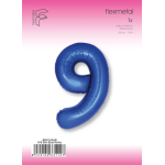 Шар (40''/102 см) Цифра, 9 Slim, Синий хром, Металлик, 1 шт. в уп., B901919AR