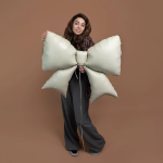 Шар (39''/99 см) Фигура, Бант, Кремовый, Сатин, 1 шт. в уп., 26457