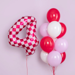 Шар (34''/86 см) Цифра, 4 Клеточки, Розовый/Фуше, 1 шт. в уп., 26644
