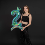 Шар (32''/81 см) Цифра на подставке, 2 Корона, Хамелеон, Хамелеон, 1 шт. в уп., 24032