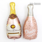 Шар (35''/89 см) Фигура, Бутылка, Шампанское, Конфетти сердец, Розовое Золото, 1 шт., 15533