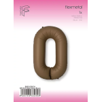 Шар (40''/102 см) Цифра, 0 Slim, Шоколад, Матовый, 1 шт. в уп., B901910MCH