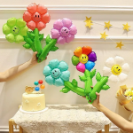 Шар с клапаном (17''/43 см) Мини-цветок, Ромашка, Розовый, 1 шт., 23830