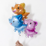 Шар (14''/36 см) Мини-фигура, Динозаврик Трицератопс, Розовый, 1 шт., 902858RS