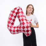 Шар (34''/86 см) Цифра, 4 Клеточки, Розовый/Фуше, 1 шт. в уп., 26644