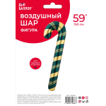Шар (59''/150 см) Фигура, Леденец трость (надув воздухом), Зеленый/Золото, 1 шт. в уп., 25031P