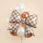 Шар (38''/97 см) Фигура, Бант, Клетка Виши, Бежевый, Сатин, 1 шт. в уп., 27322