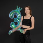 Шар (32''/81 см) Цифра на подставке, 3 Корона, Хамелеон, Хамелеон, 1 шт. в уп., 24033