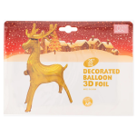 Шар (35''/89 см) Фигура 3D, Олень, Золото, Голография, 1 шт. в уп., 24904