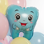 Шар (21''/53 см) Фигура, Милый Зубик, Голубой, 1 шт., 26299