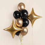 Шар (31''/79 см) Звезда, 4х-конечная, Сириус, Золото, Металлик, 1 шт., 27675