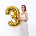 Шар (40''/102 см) Цифра, 3, Золото, 1 шт., 901763O