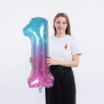 Шар (34''/86 см) Цифра, 1 Нежные искры, Розовый, Градиент, 1 шт. в уп., 131031