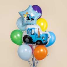 Композиция из шаров Синий трактор и 10 латексных