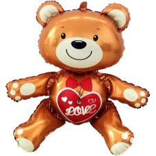 Шар Фигура 3D, Сидячий мишка с сердцем 64 см